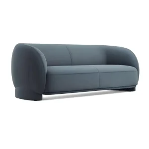 Modern and Comfortable Rounded Teddy Cloth Velvet Sofa Wooden Legs Fixed Armrest Apartment Home Office Living Room