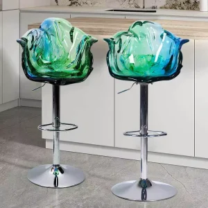 Modern and Light Luxury Designer-Style Transparent Resin Bar and Living Room Adjustable Height Bar Stool