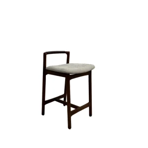 Modern and Simple Durable Solid Oak Wood Bar Stools with High Backrest Tapered Legs for Commercial Use in Hotels and Dining