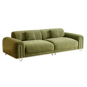 Modern style French Fabric Three Seat Sofa Sponge Filled Durable Modern Minimalist Cream Luxury Apartment Hotel Living School