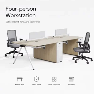 Modular 4 6 Person Modern Office Workstation Desk with Partitions Ergonomic Staff Desk Open Plan Wooden 3 Year Warranty