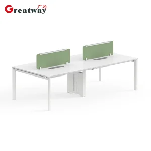 Modular 4 Person Office Workstation Benching System Shared Leg Team Desk E0 MFC Workspace with Wire Management BIFMA Certified