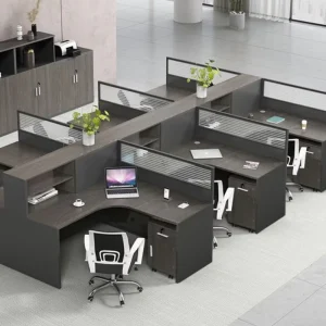 Modular 6 Person Office Cubicle Workstation W1200mm Screen Partition Table for Call Center Project
