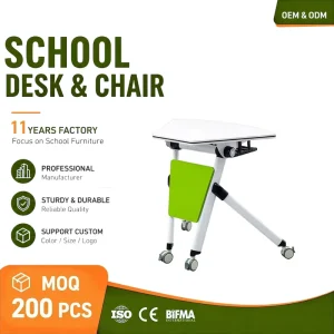 Modular Adjustable Folding Comfortable Eco friendly Modern Training Conference Table Caster Wheels Multifunctional School