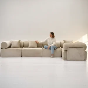 Modular Compressed L Shape Sofa Customizable Shape Vacuum Packed 1 Min Rebound Non Slip Stable Sofa Compressed
