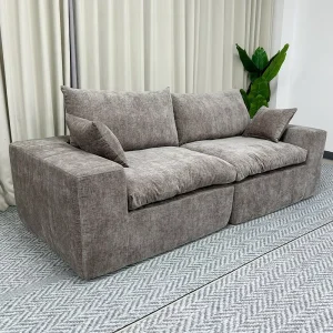 Modular Compression Folding Square Corduroy Sofa Space Saving Eco Friendly for Apartment and Basement Living Room Furniture