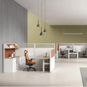 Modular Cubical Work Station Desk Height Adjustable Cubicle Durable Wooden Workstation Staff Desk Panel Style Office Furniture