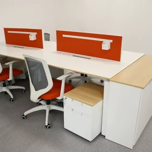 Modular Cubicle 4 Person Office Secretary Workstation Desk Standing Design 6 Year Warranty Customized Cubicle Workstation