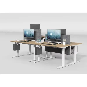 Modular Electric Eco Friendly Stainless Steel Commercial Height Adjustable Staff Workstation Sit Stand Desk Custom Size Floor