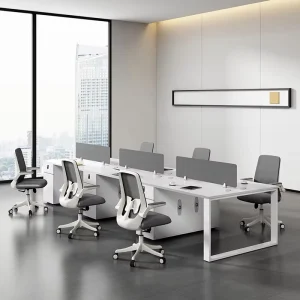 Modular Expandable Customizable Industrial Durable Office Workstation Desk Modern 2 4 6 8 Person White Open Plan Staff Office
