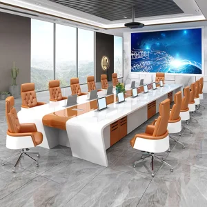 Modular Extendable MDF Conference Table Eco Friendly Rectangle Modern Design Customizable Size 12 Seater Office Hotel School
