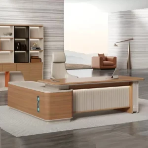 Modular Healthy Wooden L Shaped Meeting Table Office Desk Commercial Modern Design with File Drawer Storage
