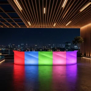Modular Illuminated LED Wave Bar Counter Set Portable PE Event Furniture for Bar Nightclue Festival Corporate Events Rental