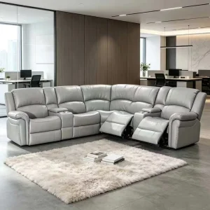Modular LED Light L-shaped Electric Recliner Corner Sofa Couch for Corporate Business Reception Area