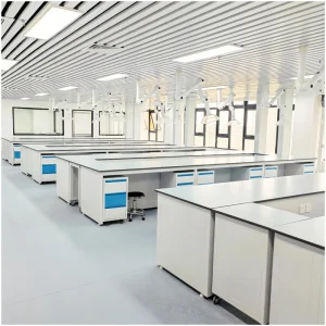 Modular Laboratory Furniture Lab Table with Steel Cabinet Mobile Wood Steel White Lab Central Island Bench