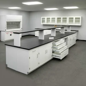 Modular Laboratory Lab Table Work Bench Laboratory Furniture Island Bench with Shelves and Cabinets