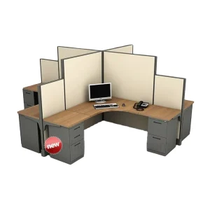 Modular Modern Extendable Office in an Hour Cubicle 3 Ways 120 Degree Partitions Connection Call Centre Office Cubicles
