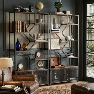 Modular Modern Industrial Bookshelf Geometric Lattice Eco Friendly Iron Space Saving Storage Living Room Hotel Home Office