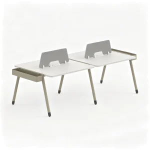 Modular Office Benching System Modern 2 Person Workstation Desk with Integrated Side Storage Drawers Power Socket