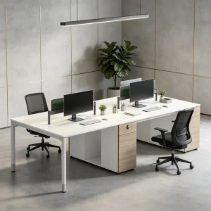 Modular Office Workstation Desk with Cable Management L Shaped Design Easy Assembly Modern Office Cubicle Table