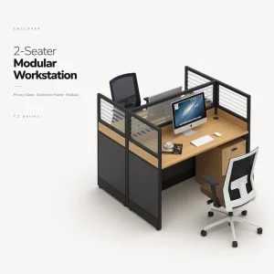 Modular Partition System with Privacy Glass Modern Aluminum Frame Workstation 4 Person for Hospital & School