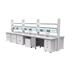 Modular Science Laboratory Work Table Chemistry Biology Teaching Lab Benches with Steel Frame and Storage Shelf Unit