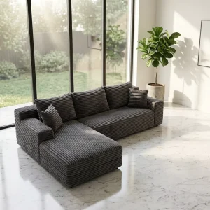 Modular Sectional Sofa Corduroy L-Shaped Convertible Compressed Couch for Living Room Apartment Home Office