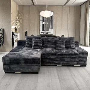 Modular Sectional Sofa L Shaped Boneless Couch with Deep Seat Corduroy Cloud Couch for Living Room Bedroom No Assembly Required