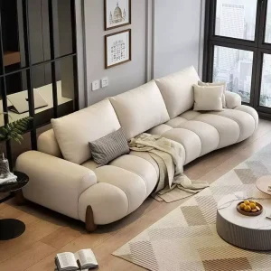 Modular Snake Curved Sofa Italian Minimalist Black Leather Sectional Sofa for Living Room