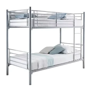 Modular Space Saving Metal Bunk Bed Heavy Duty Steel Double Decker Bed with Side Ladder and Full Safety Guardrails