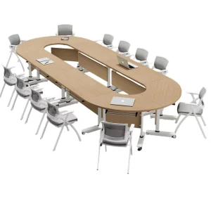 Modular Splicing Stainless Steel Conference Table Set Foldable Mobile Training Desk Baffle Oblong Shape Modern Design Easy Shuo