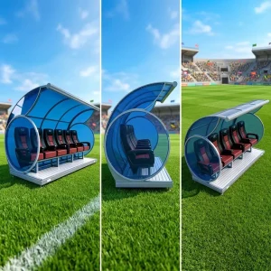 Modular Sports Team Player Bench TBX-C Weather Proof Football Dugout Shelter Steel Frame Reserved Player Cabin for Stadium Pitch