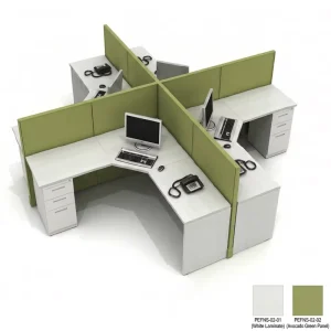 Modular Staff Workstation Assembly With Screen Partition And Integrated Filing Cabinet Storage Modular Office Desk
