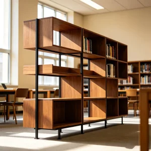 Modular Stainless Steel School Library Bookcases with Adjustable Shelves for University Reading Rooms