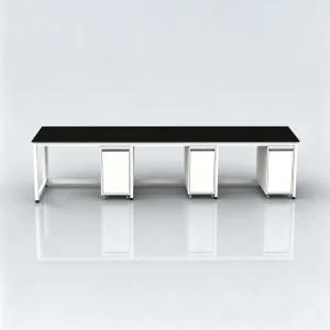 Modular Steel Laboratory Furniture Side Bench With Pipe Frame Mobile Storage Cabinet Chemical Resistant Top