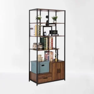 Modular Storage Display Rack Bedroom High Storage Shelf Wooden Industrial Living Room Furniture Durable Space Saving Bookshelf
