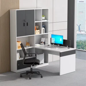 Modular Wooden Panel Office 4 Workstation Cubicle Modern Co working Desk Call Center Cubicles with High Cabinet