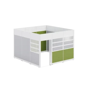 Modular Workstation With Shared Power Spine And Clean Cable Routing Noise Reducing Office Cubicle Desk