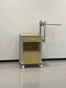 Moistureproof Medical Bedside Locker Height Adjustable Pull out Dining Table Galvanized Steel Drawer Storage Cart