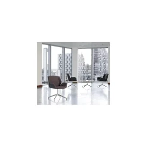 Molded Foam Upholstered Swan Leisure Chair Electroplated Aluminum Alloy Four Star Fixed Base Office Visitor Lounge Chair
