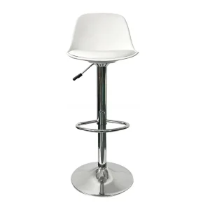Molded High Back Bucket Bar Stool Gas Lift Height Adjustable Chrome Base Loop Footrest Barstool for Kitchen Island Counter