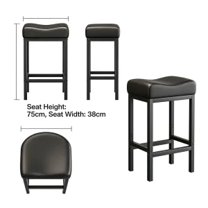 Monhey 30 Inch Counter Height Stainless Steel Bar Stools Soft Leather Padded Seat Heavy Duty 300LB Capacity Backless Home Bar