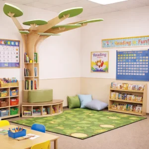 Montessori Early Learning Classroom Furniture Wooden Tree Bookshelf Reading Corner for Preschool