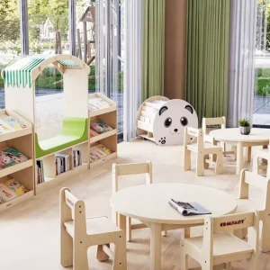 Montessori Kindergarten Bookshelf and Cabinet Set Kindergarten Day Care Supplies Safe Wooden Furniture