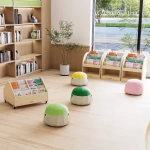 Montessori Modern School & Kindergarten Bookshelf and Cabinet Set Eco Friendly Wooden Children’s Furniture for Daycare