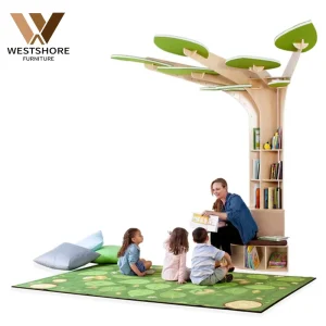 Montessori Reading Tree Bookshelf Kid Library Wooden Storage Organizer Kindergarten Classroom Daycare Childcare Center Furniture