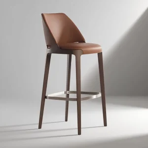 Morden Multiple Styles Walnut Wooden Backrests Bar Chair Adjustable and Rotating High Stools