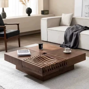 Morden Unique Coffee Table Luxury Wood Scroll Coffee Table