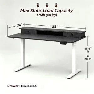 Motorized Height Adjustable Standing Desk Electric Sit Stand Office Computer Workstation for Home Office Study Room