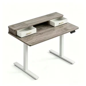 Motorized Height Adjustable Standing Desk with Drawers Electric Sit Stand Workstation Table for Office and Bedroom